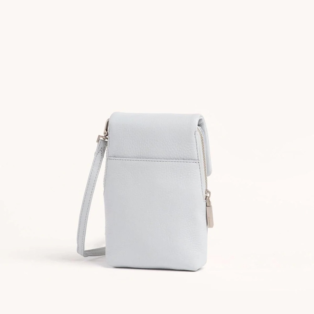 Hammitt VIP Mini Mobile Leather Crossbody Handbag Bluebird Light Blue Gray - Picture 13 of 13